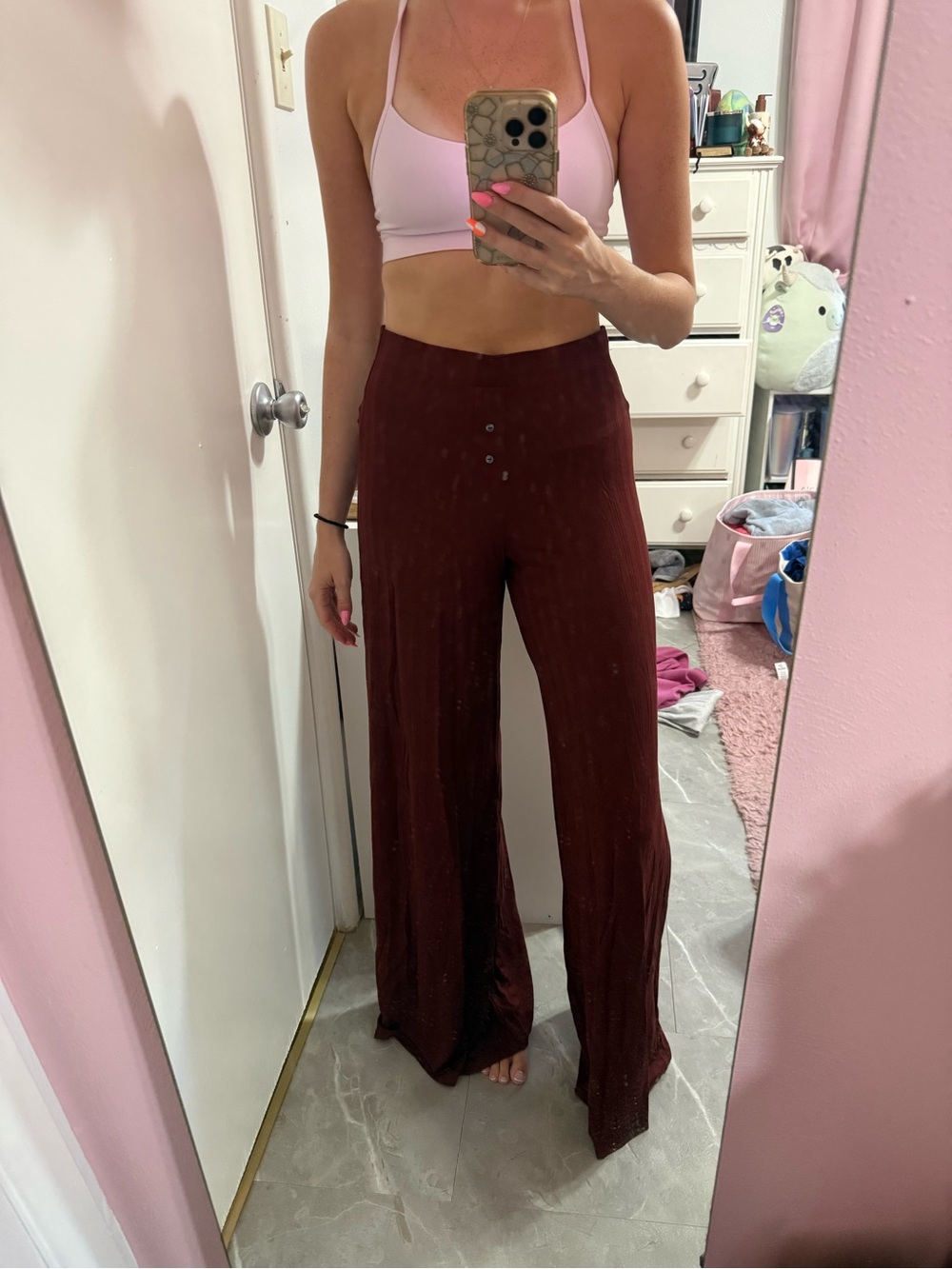 Victoria's Secret Wide-Leg Pants in Burgundy